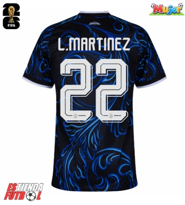 Argentina Lautaro Martinez #22 Segunda Equipación Mujer Mundial 2026 Manga Corta